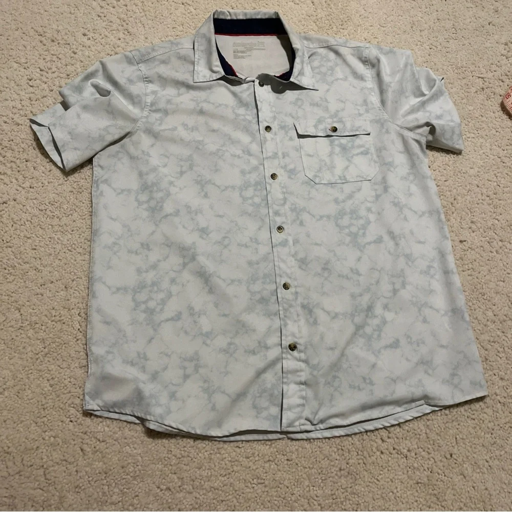 Avalanche Gray‎ Marbled Casual Hiking Outdoor Button Down Shirt Size Large